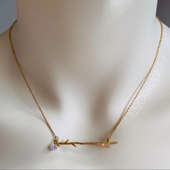 14K Gold Branch Diamond Boutique Feminine Necklace - Picture 3 of 8